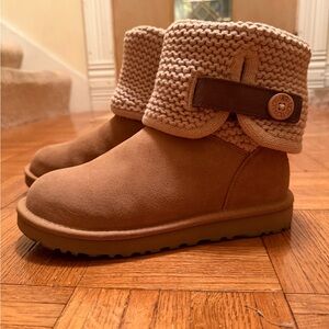 Cozy Brown Knit Cuff Ugg Boots